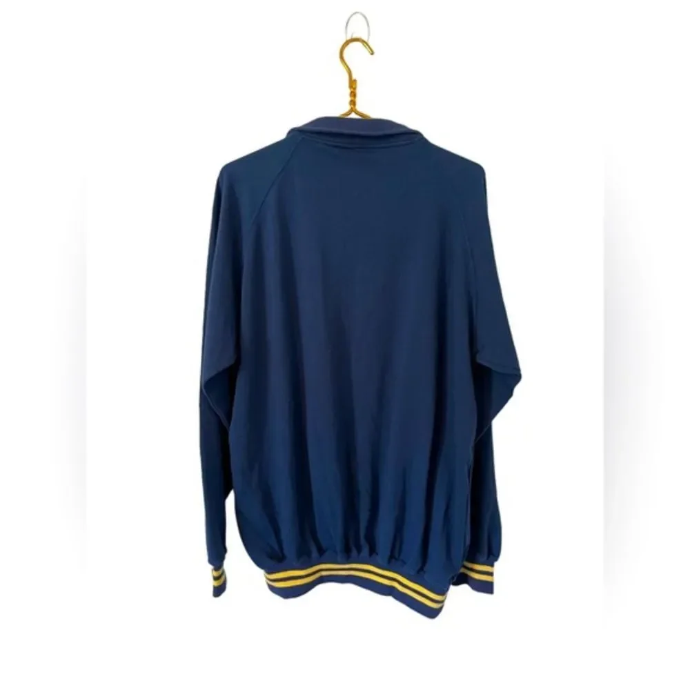 Vintage Kenny Rogers Men’s XL Blue & Yellow Varsity‎ 1/4 Zip Sweater Pullover
